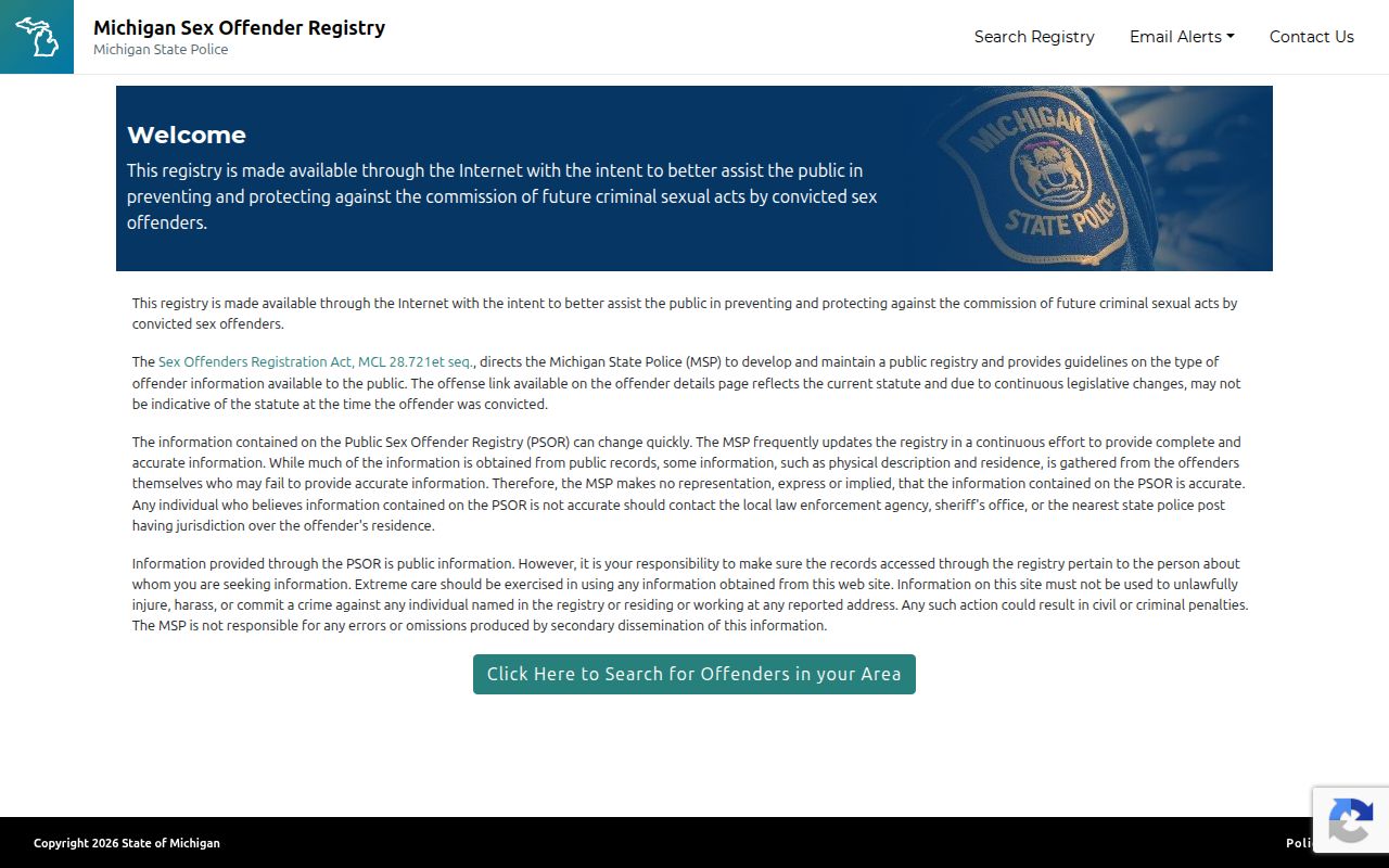 Michigan registry photo channel for an Otsego County released record